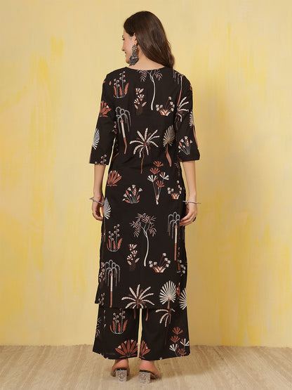 Printed Pure Cotton Straight Kurta Set
