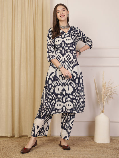 Printed Pure Cotton Straight Kurta Set