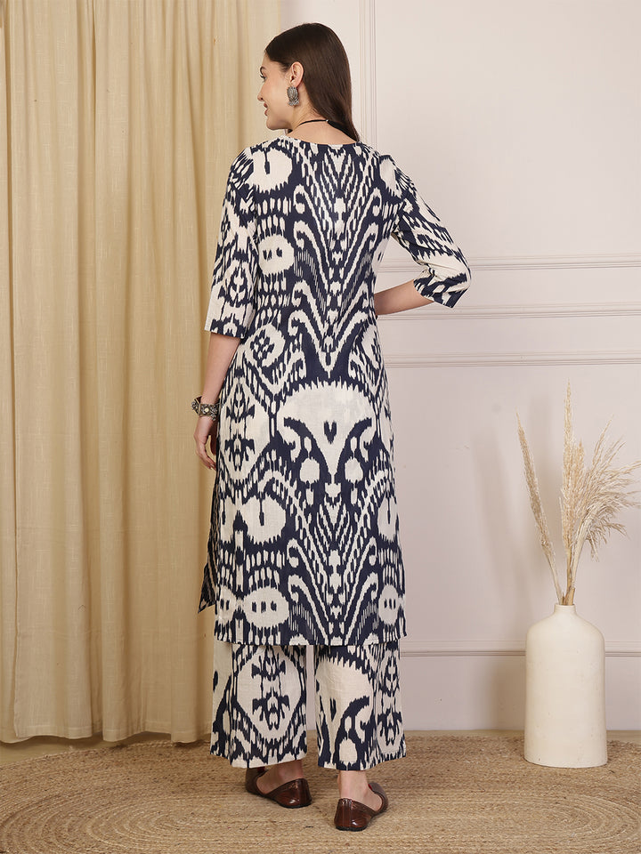 Printed Pure Cotton Straight Kurta Set