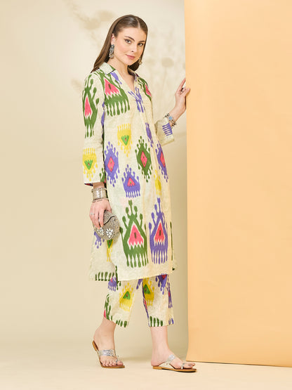 Printed Pure Cotton Straight Kurta Set