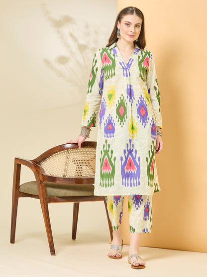Printed Pure Cotton Straight Kurta Set