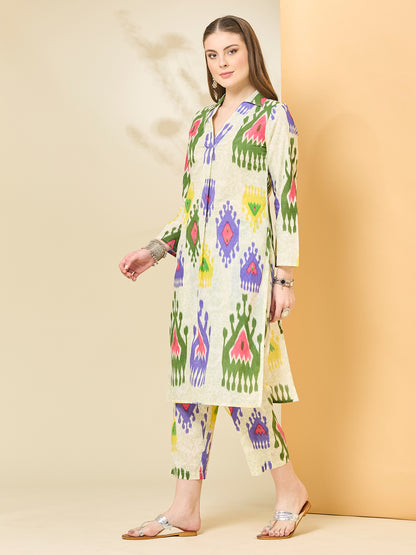 Printed Pure Cotton Straight Kurta Set