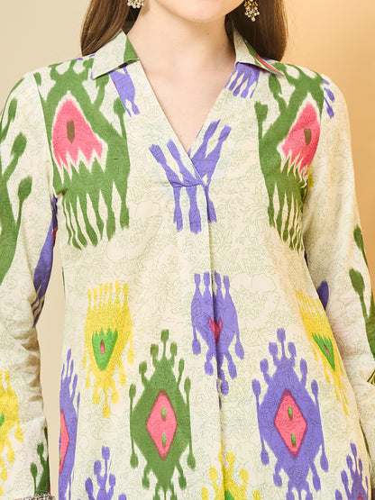 Printed Pure Cotton Straight Kurta Set