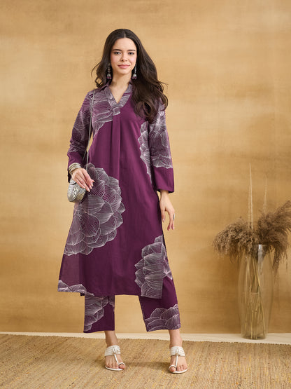 Printed Pure Cotton Straight Kurta Set