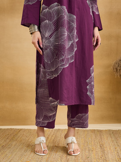 Printed Pure Cotton Straight Kurta Set
