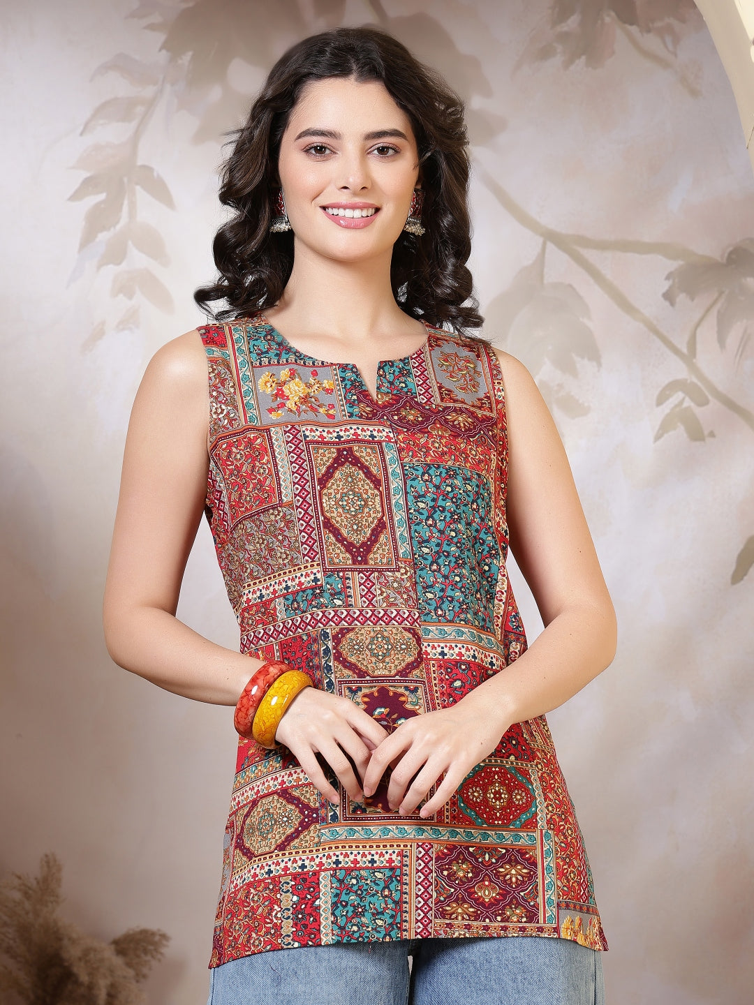 Printed Viscose Rayon Sleeveless Top