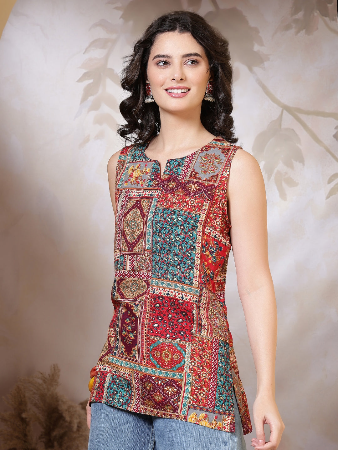 Printed Viscose Rayon Sleeveless Top