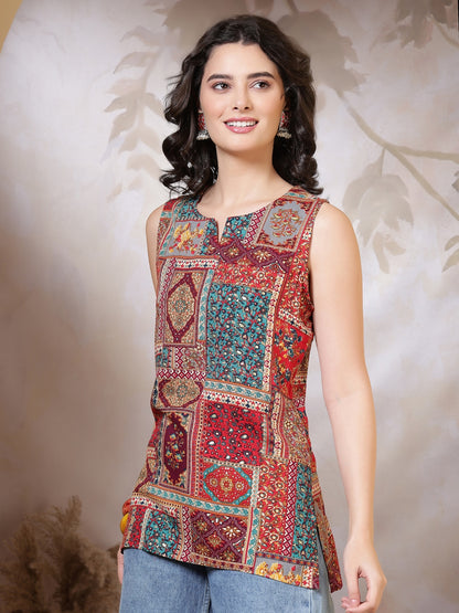 Printed Viscose Rayon Sleeveless Top