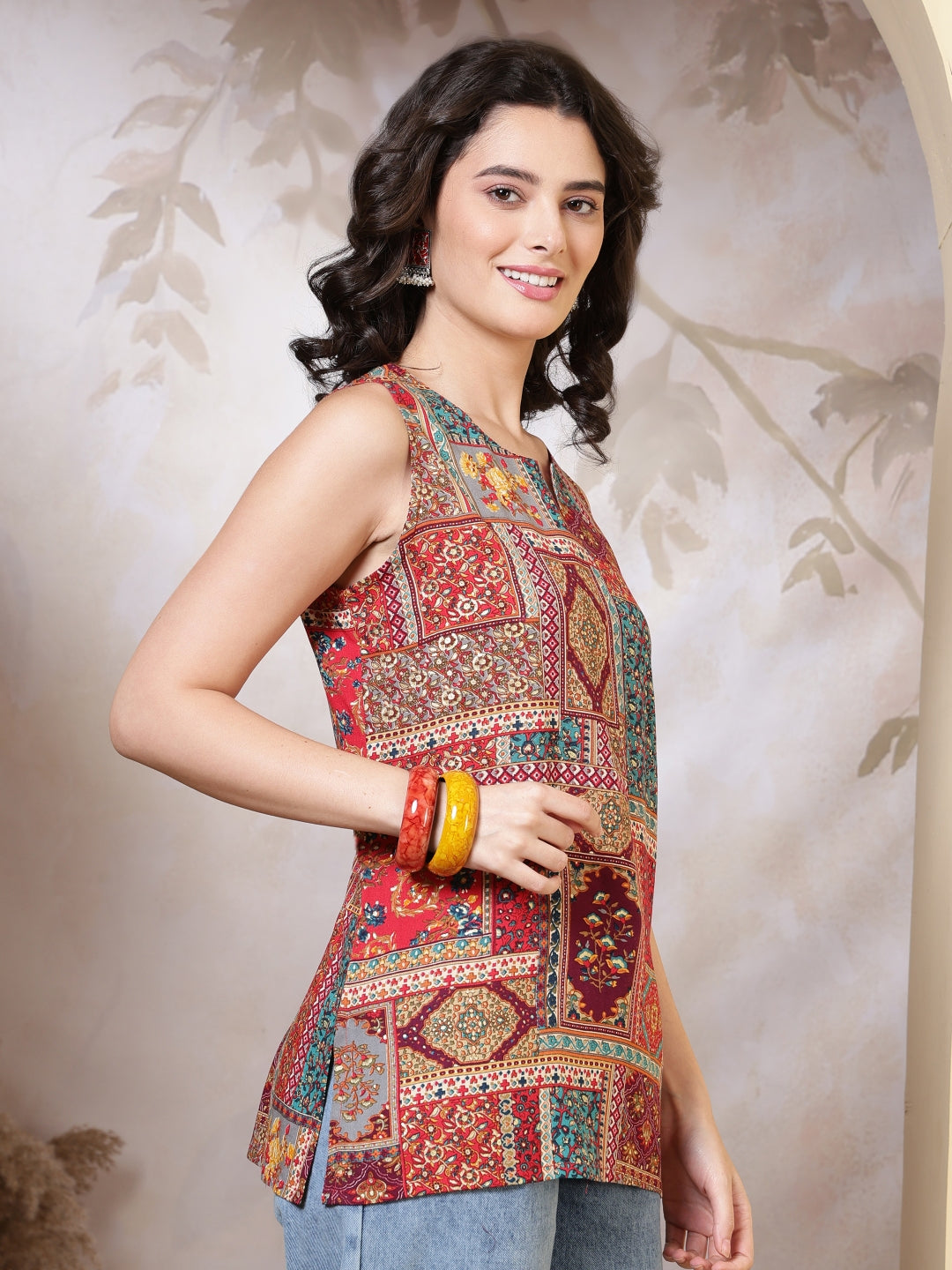 Printed Viscose Rayon Sleeveless Top