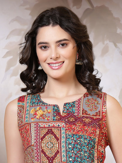 Printed Viscose Rayon Sleeveless Top