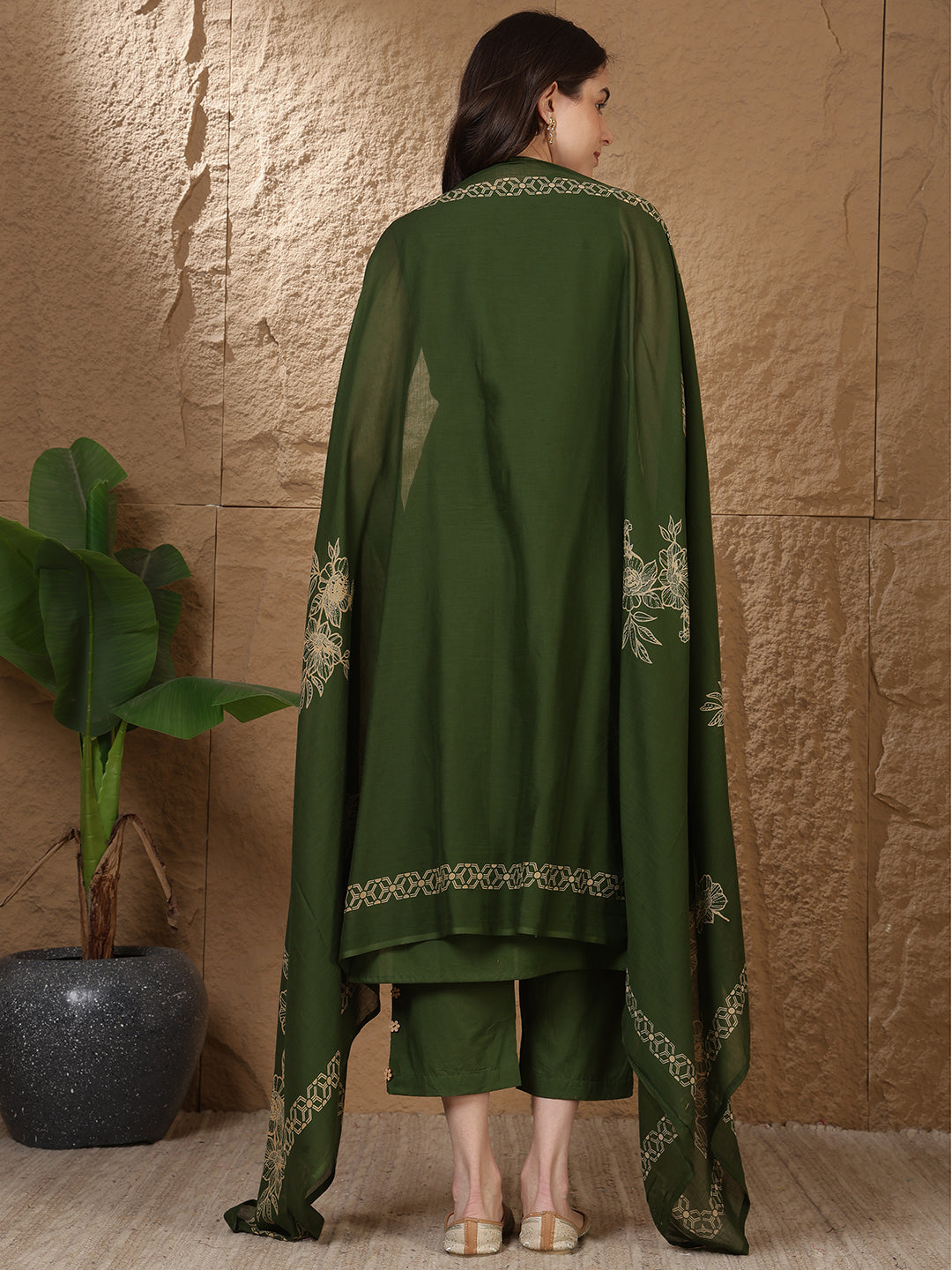 Dyed Pure Cotton Straight Kurta Set With Dupatta
