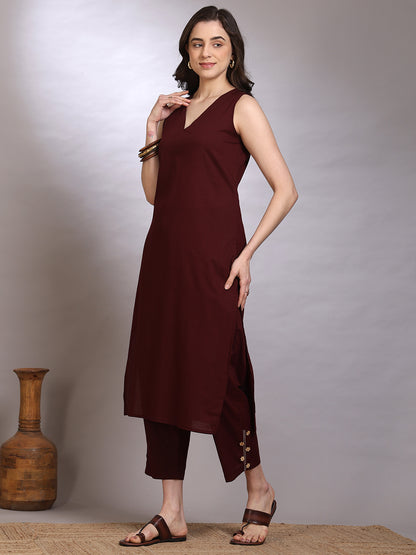 Dyed Pure Cotton Straight Kurta Set With Dupatta