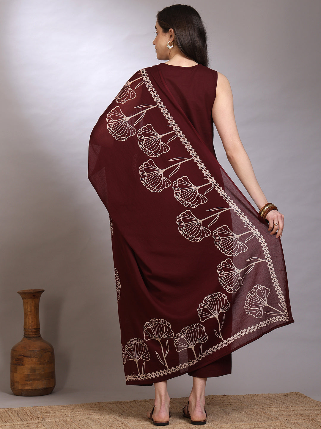 Dyed Pure Cotton Straight Kurta Set With Dupatta