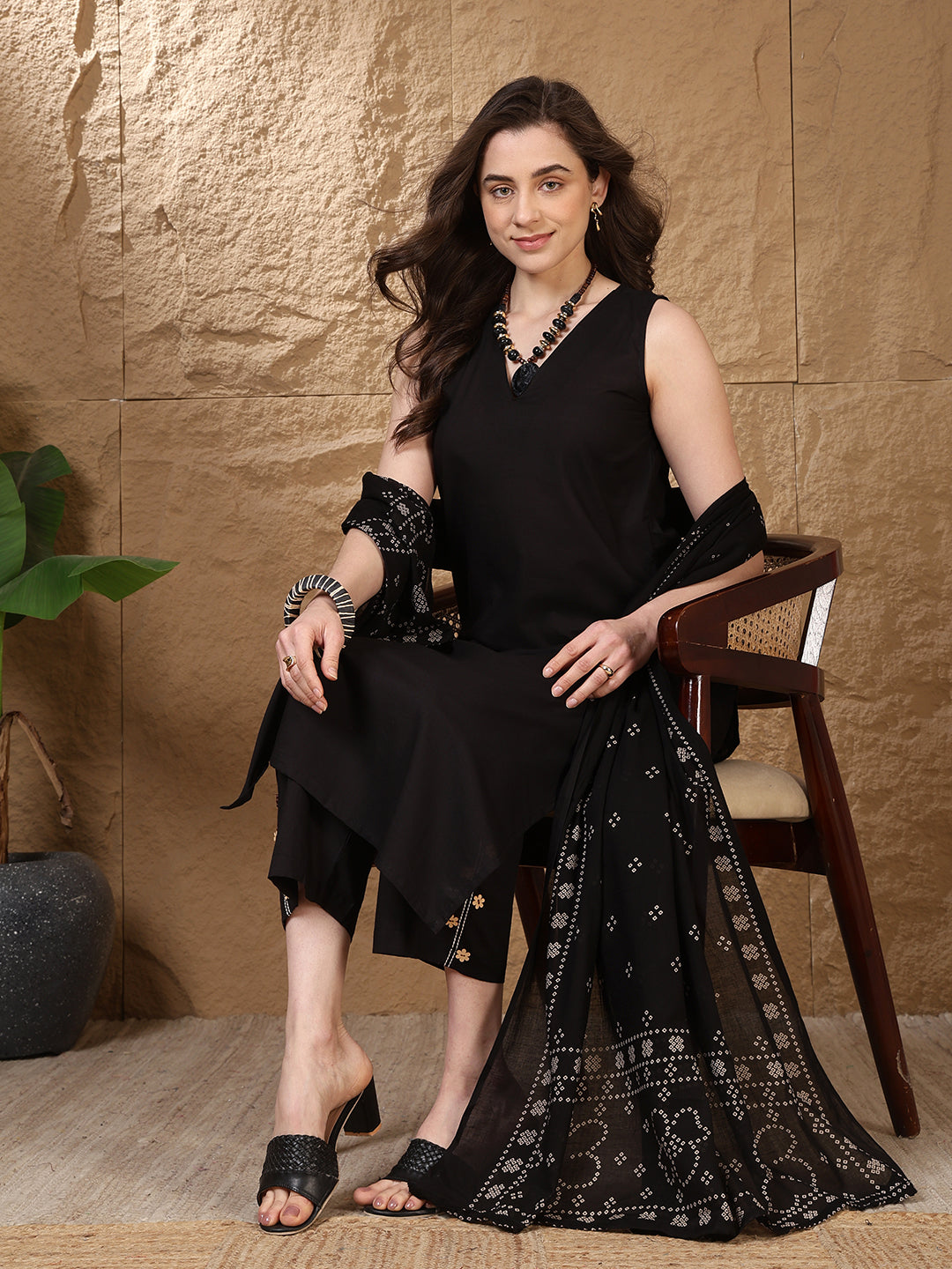 Dyed Pure Cotton Straight Kurta Set With Dupatta