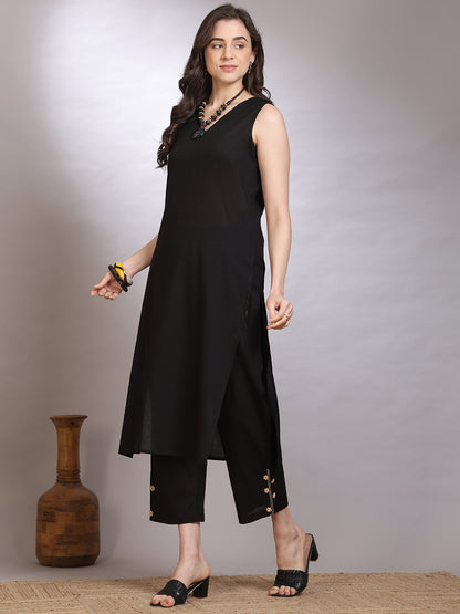 Dyed Pure Cotton Straight Kurta Set With Dupatta