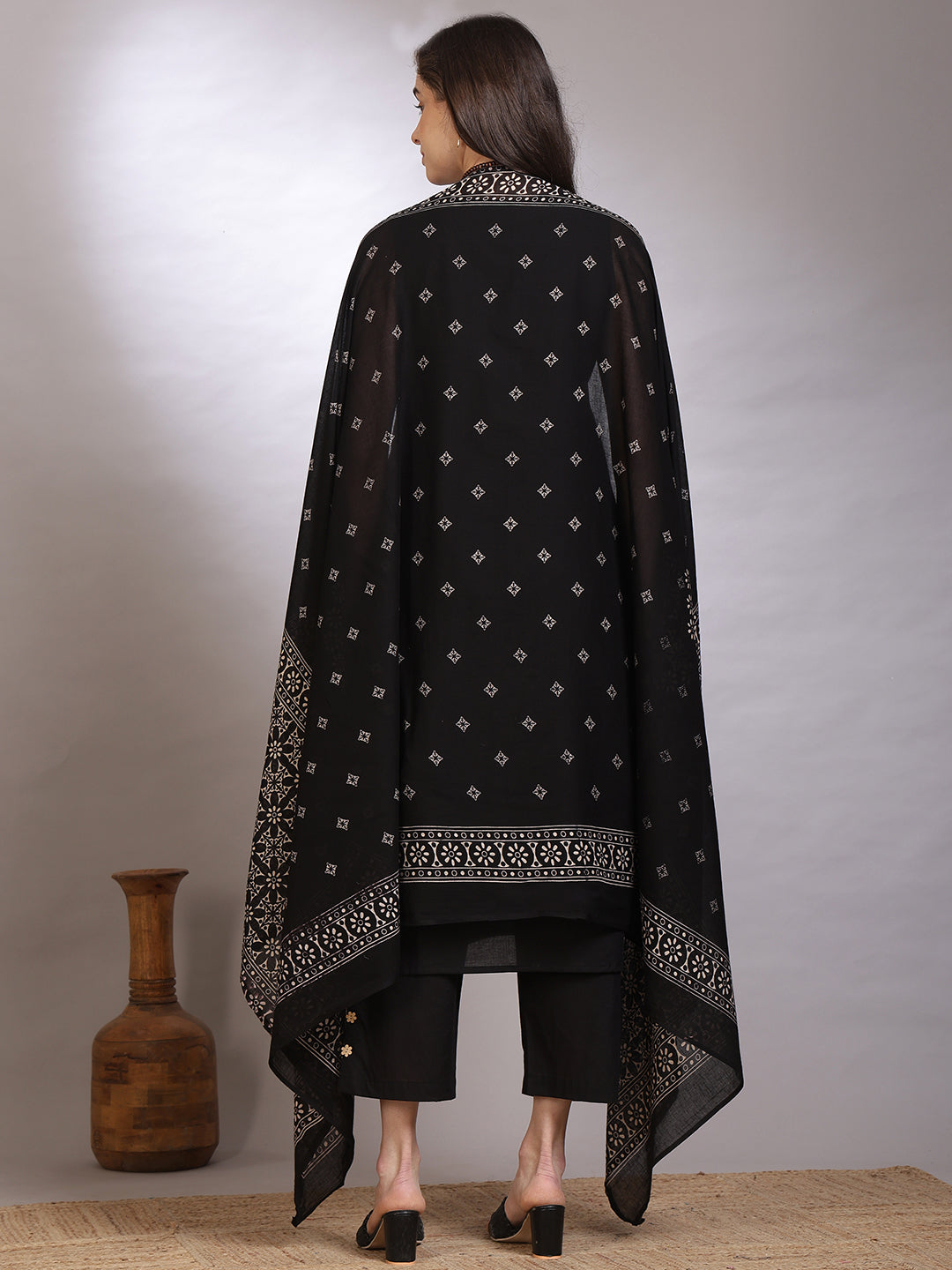 Dyed Pure Cotton Straight Kurta Set With Dupatta