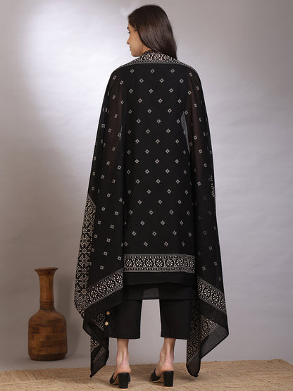 Dyed Pure Cotton Straight Kurta Set With Dupatta