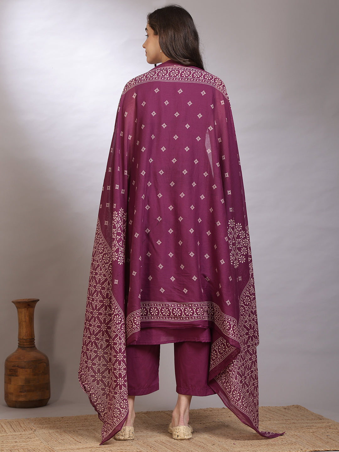 Dyed Pure Cotton Straight Kurta Set With Dupatta