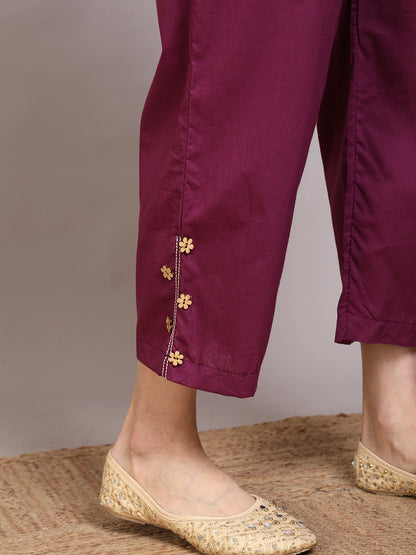 Dyed Pure Cotton Straight Kurta Set With Dupatta