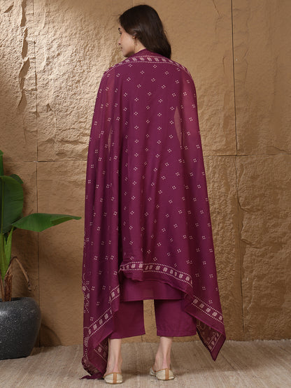 Dyed Pure Cotton Straight Kurta Set With Dupatta