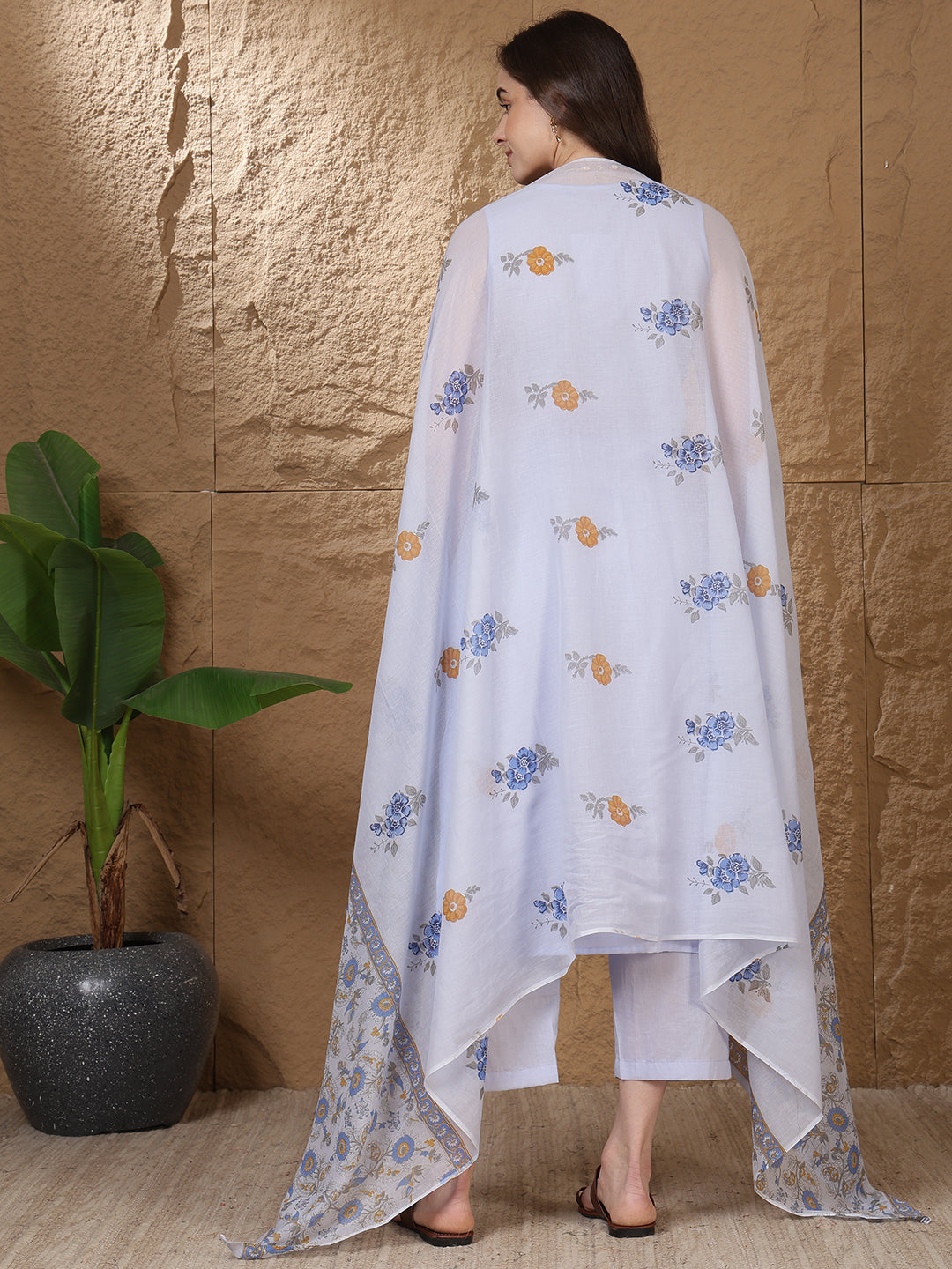Dyed Pure Cotton Straight Kurta Set With Dupatta