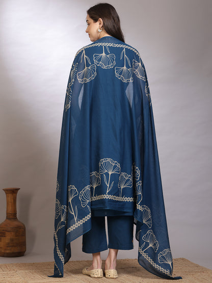 Dyed Pure Cotton Straight Kurta Set With Dupatta