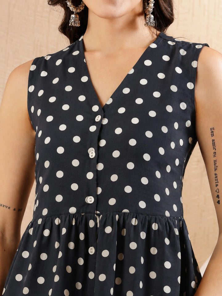 Polka Dots Printed Rayon Peplum Top