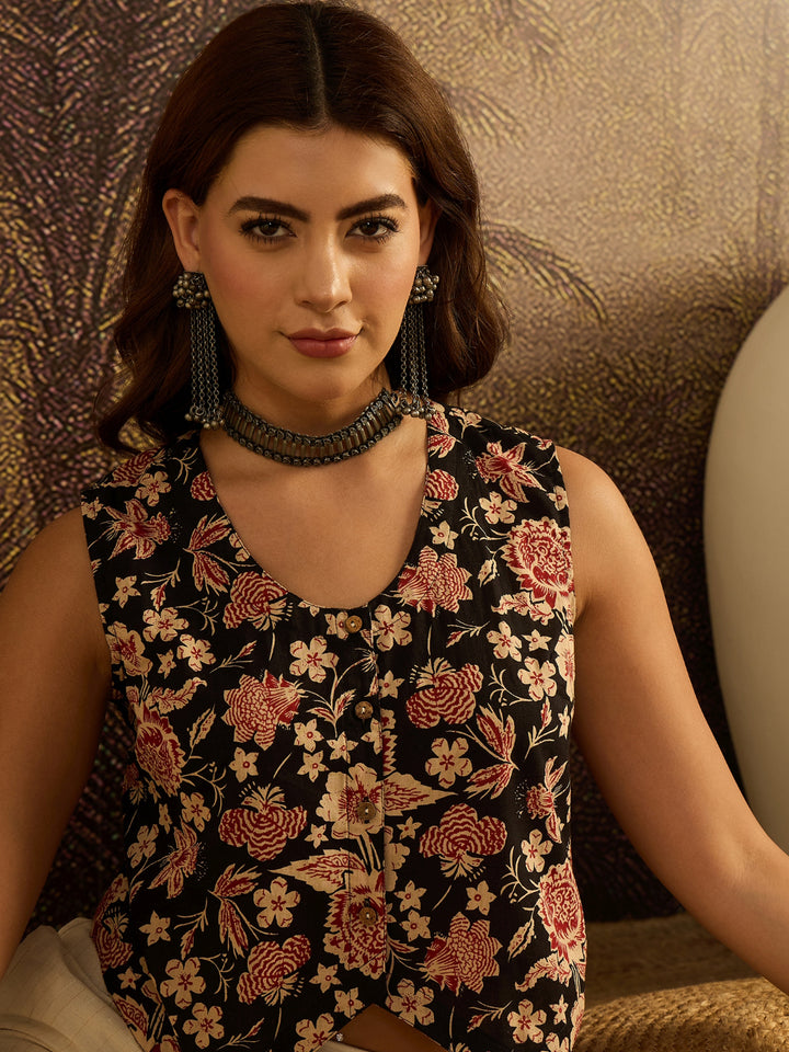 Floral Printed Cotton Vest Top