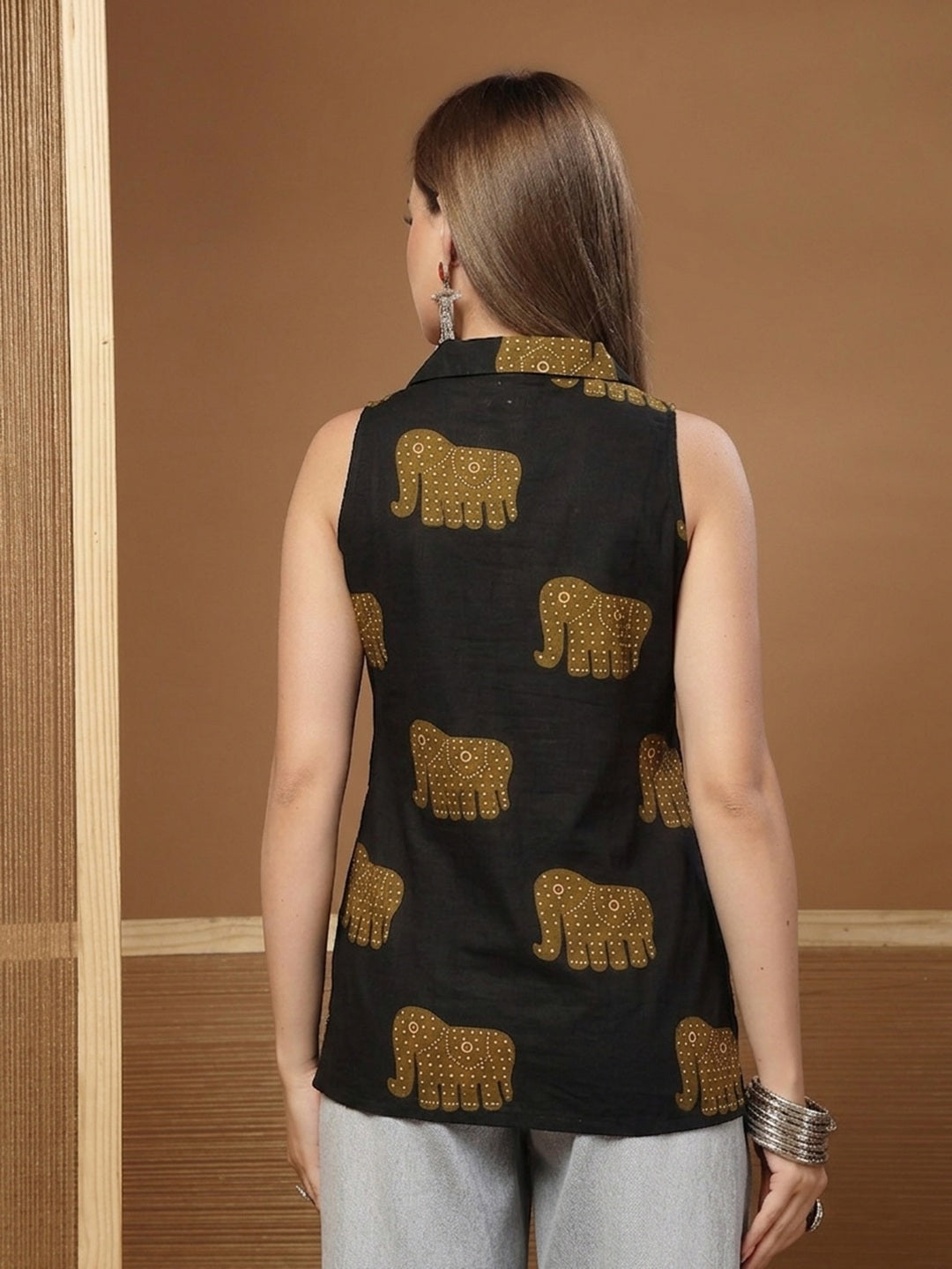 Animal Printed Cotton Straight Top