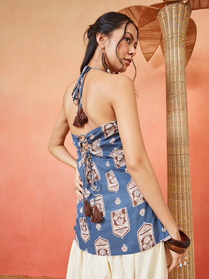 Women's Ethnic Printed Cotton Straight Top