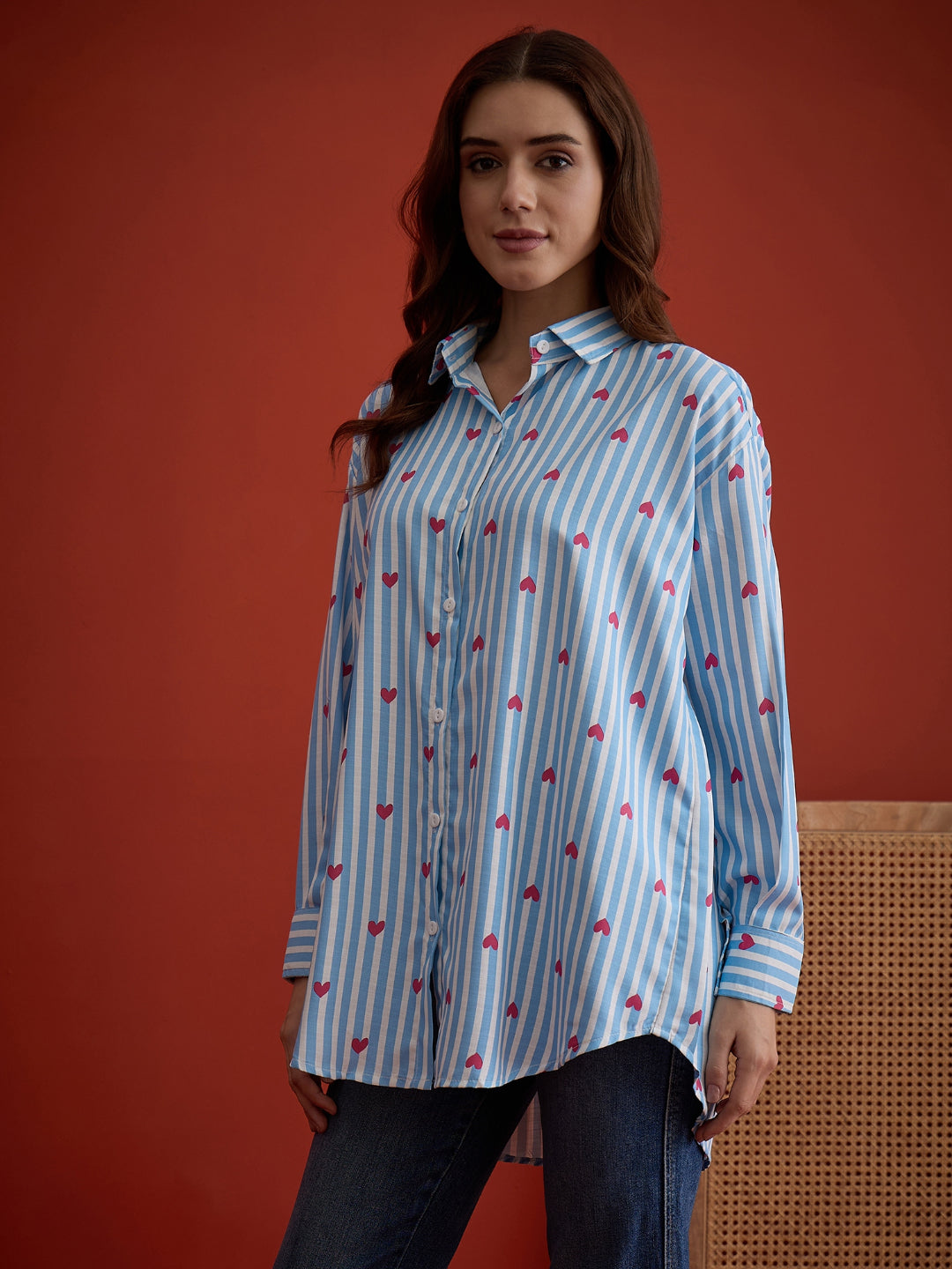 Striped Printed Cotton Shirt