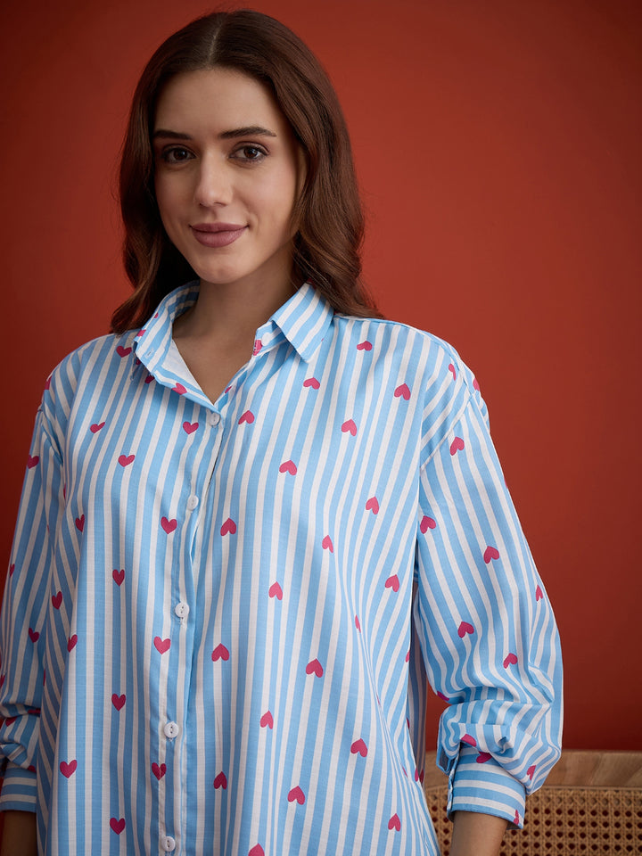 Striped Printed Cotton Shirt
