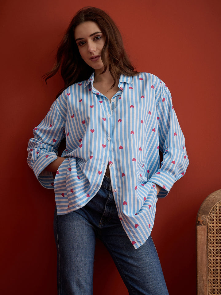 Striped Printed Cotton Shirt