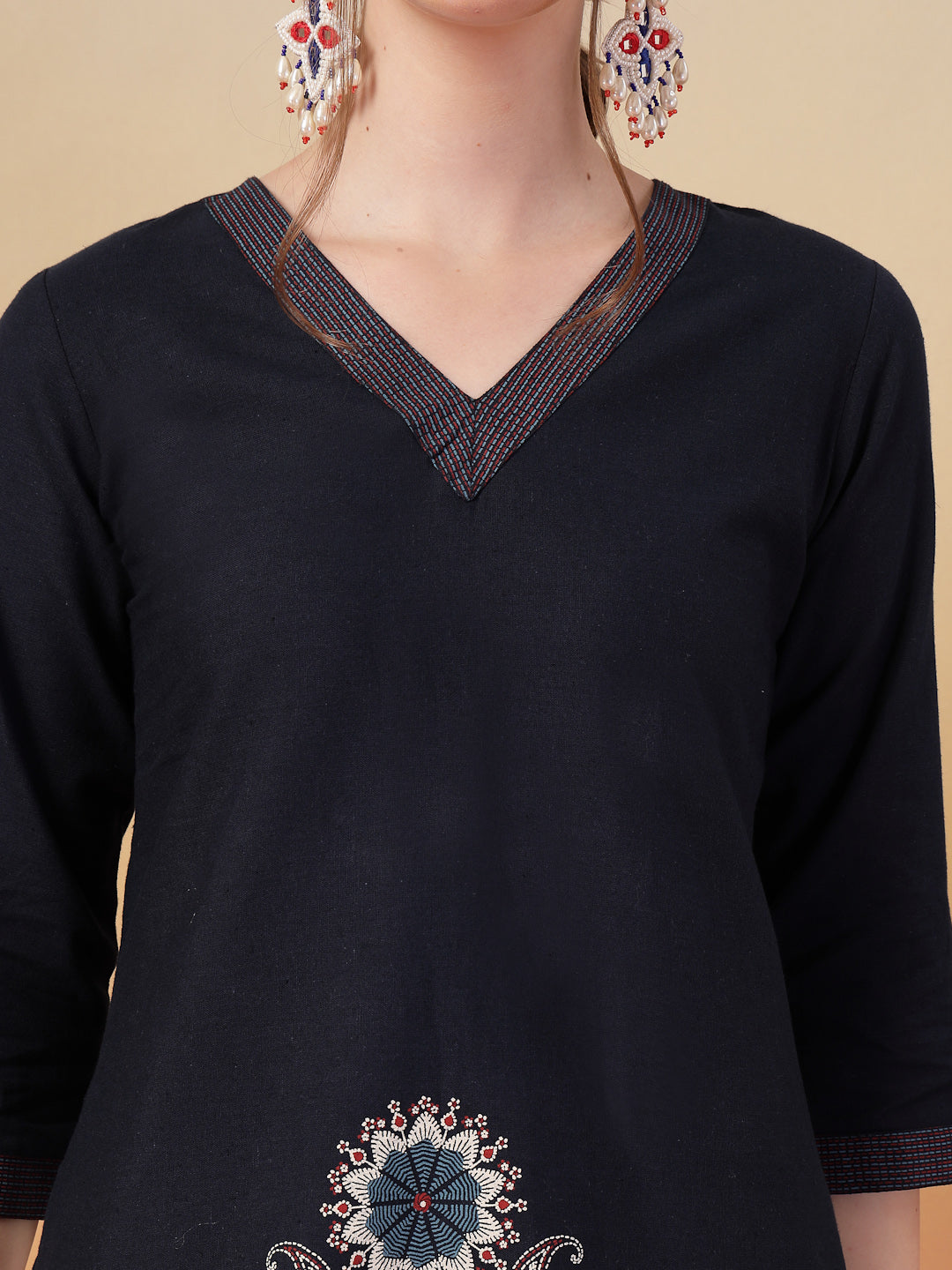 Blue Printed Cotton Flex Top