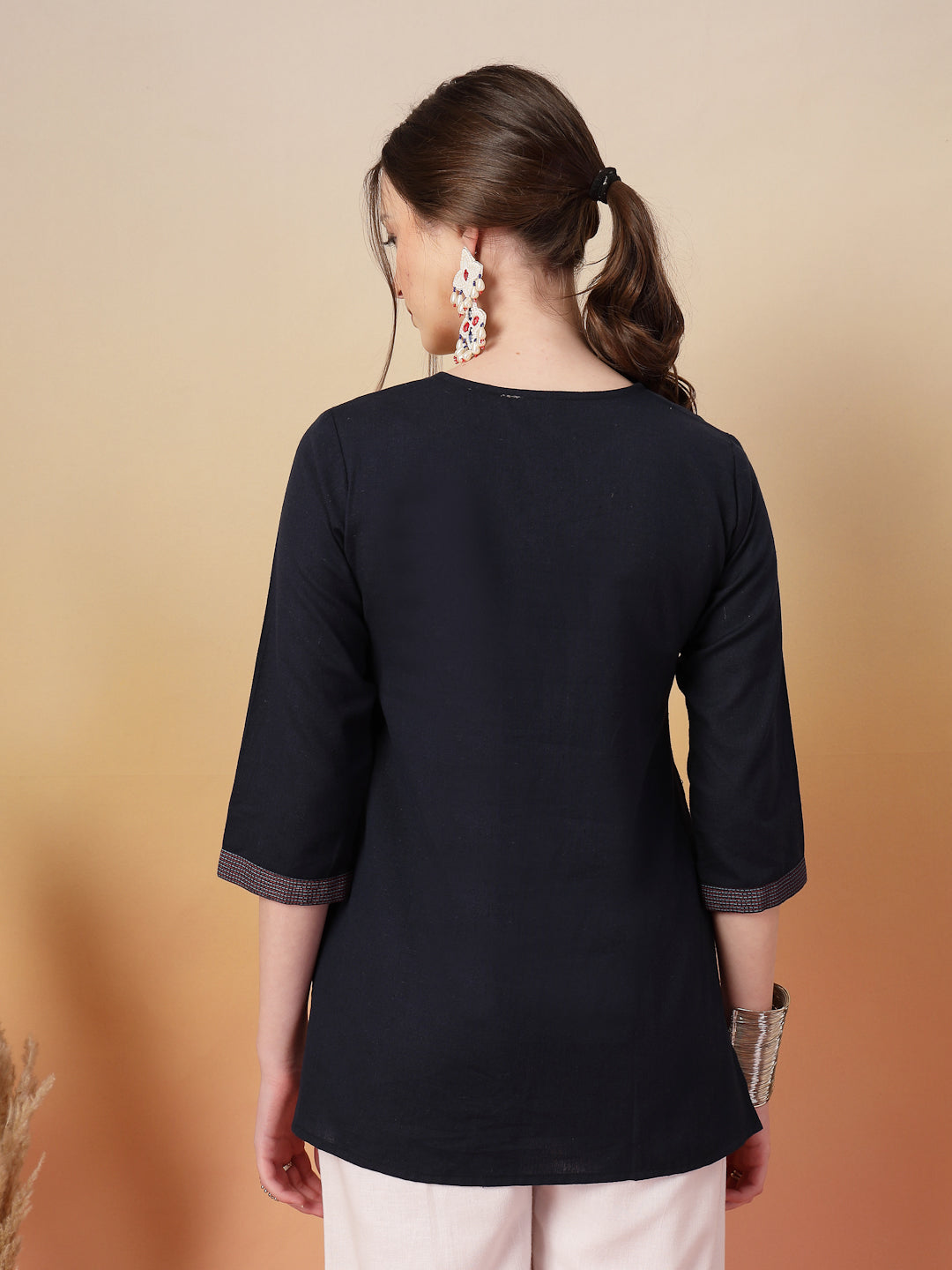 Blue Printed Cotton Flex Top