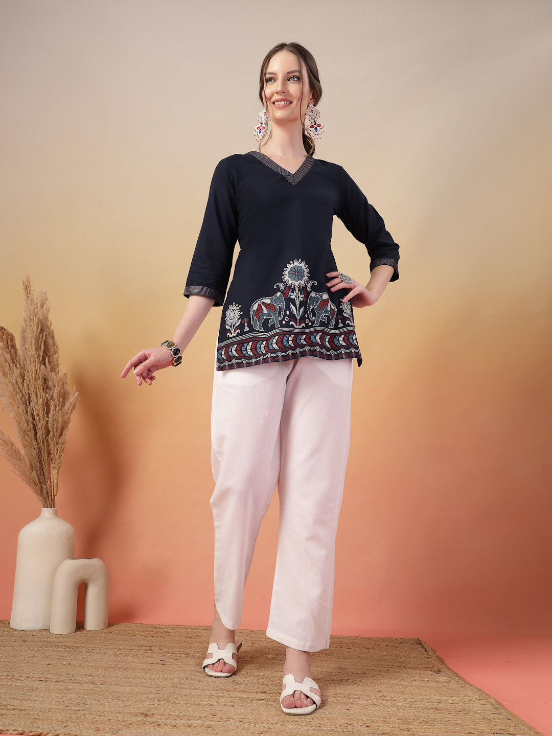 Blue Printed Cotton Flex Top (Pre-Order)