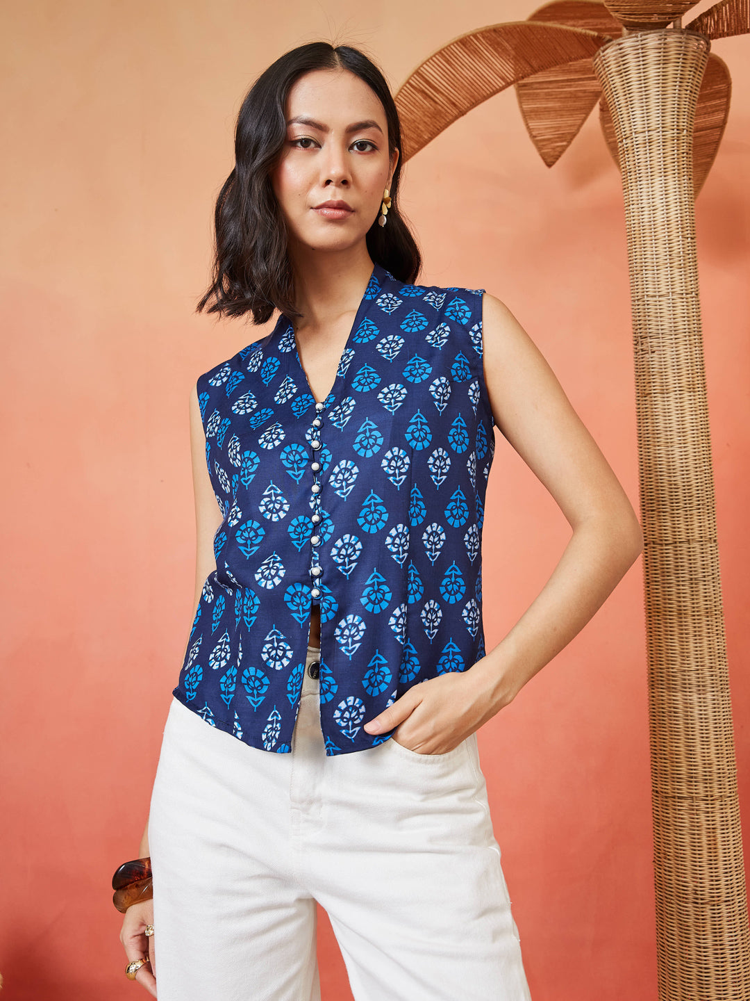 Women's Floral Printed Cotton Vest Top