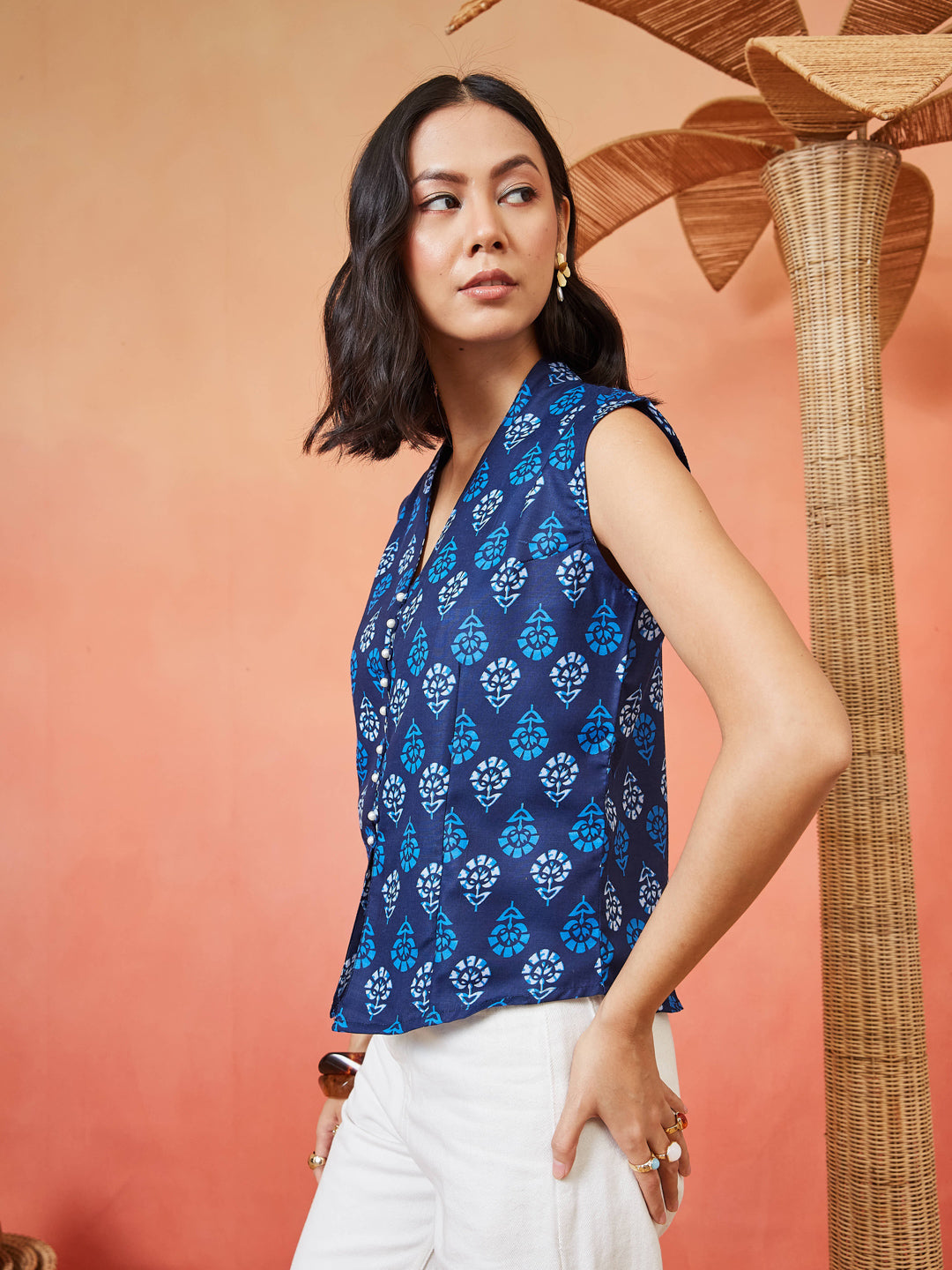 Women's Floral Printed Cotton Vest Top