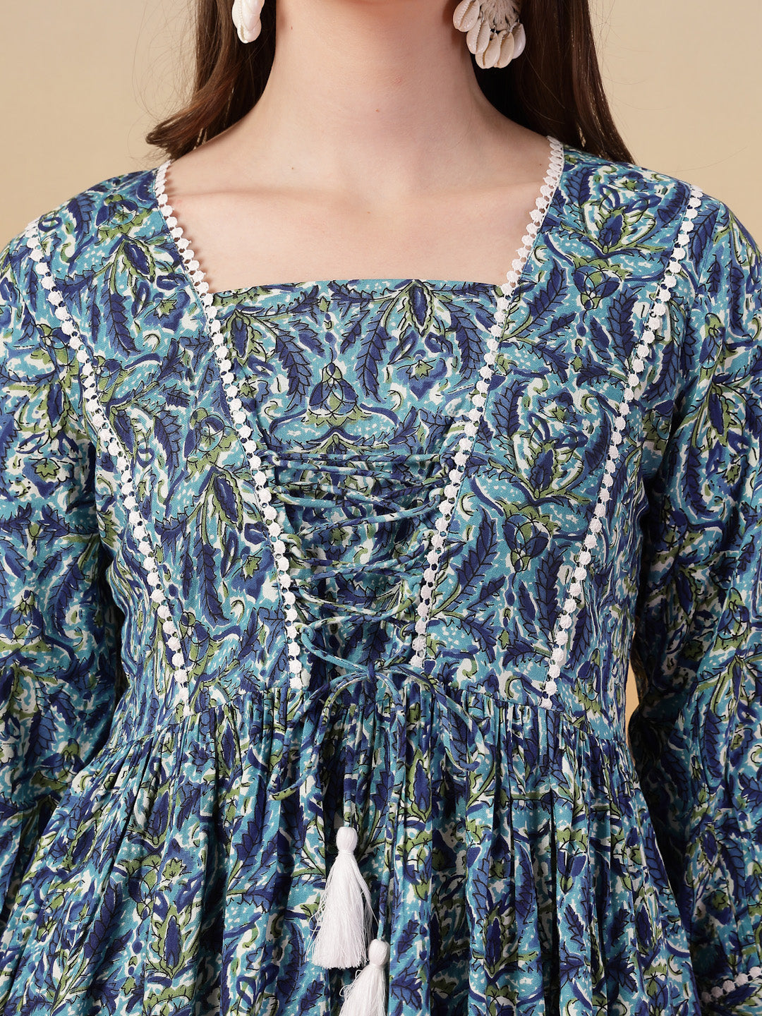 Blue Printed Rayon Top