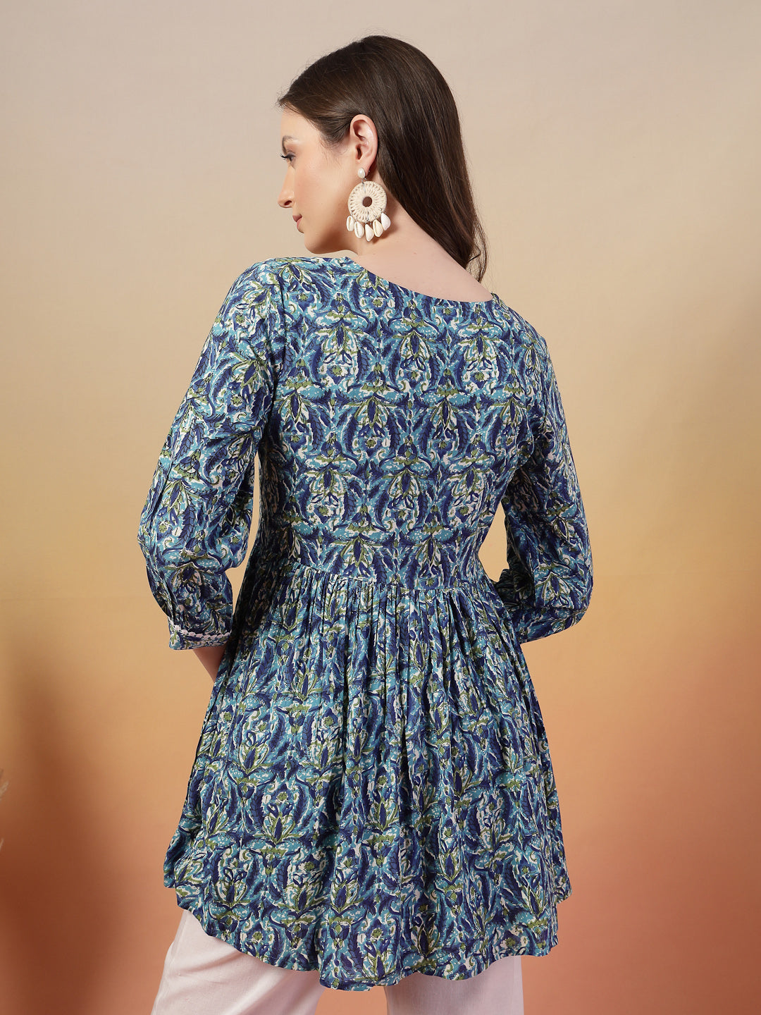Blue Printed Rayon Top
