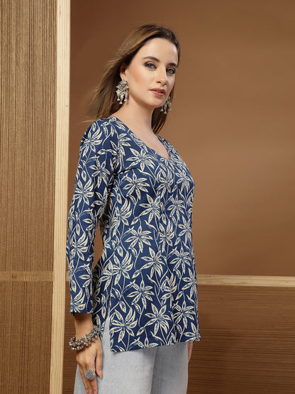 Floral Printed Cotton Straight Top