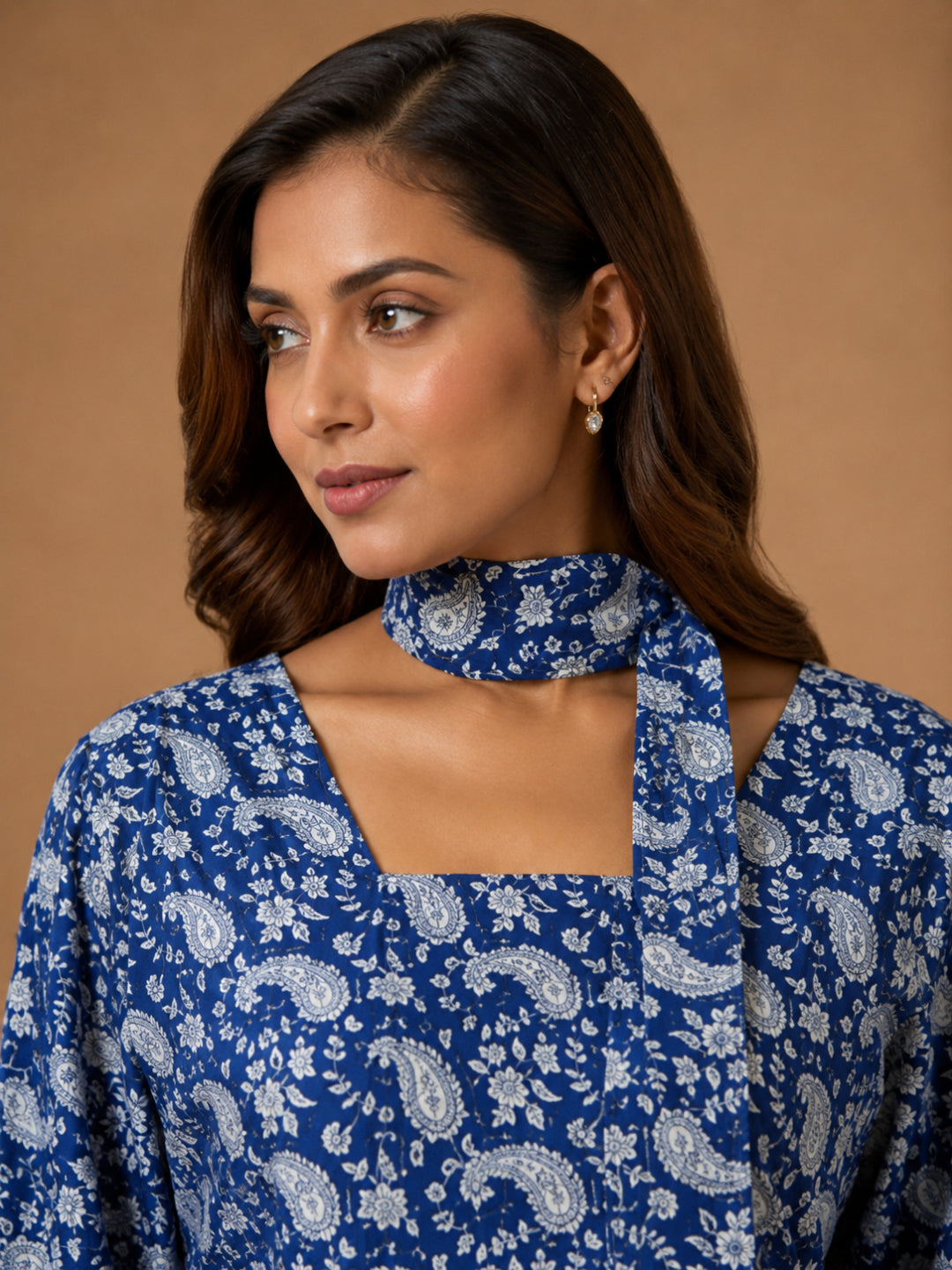 Paisley Printed Cotton Straight Top