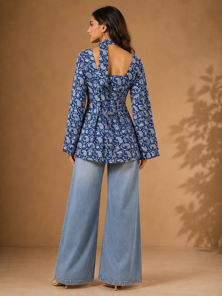 Paisley Printed Cotton Straight Top