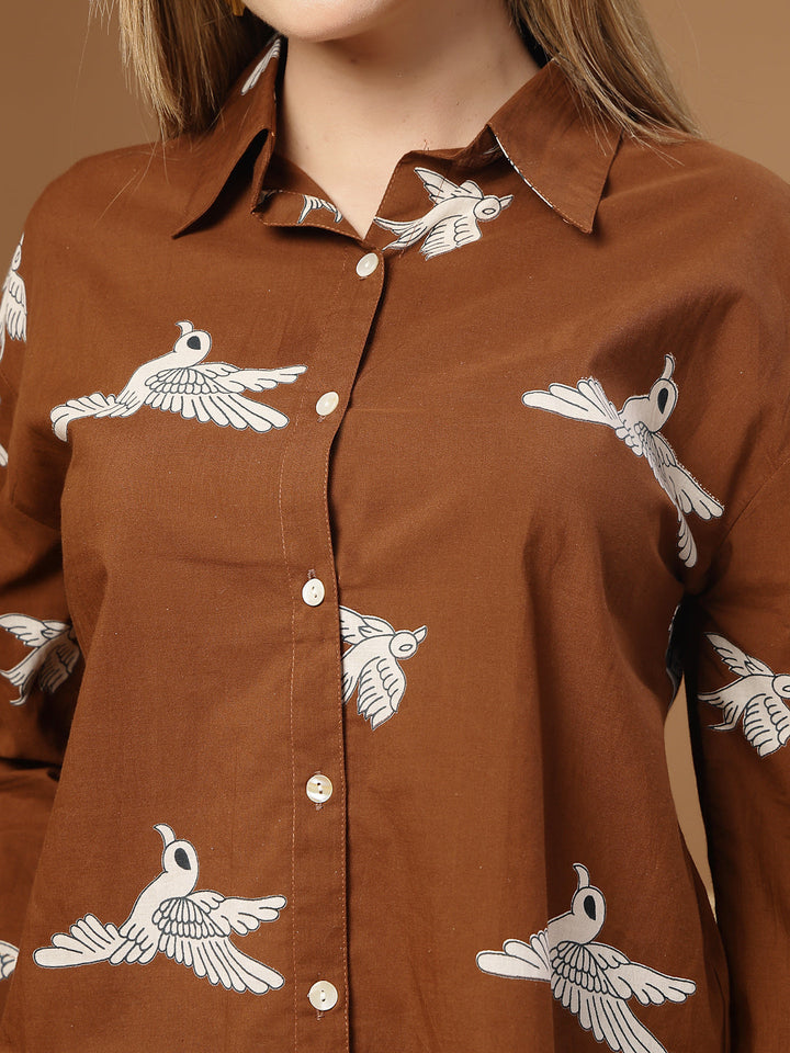 Printed Rayon High-Low Shirt