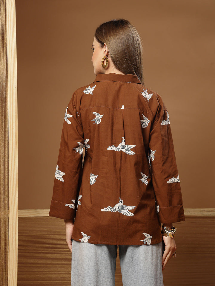 Printed Rayon High-Low Shirt
