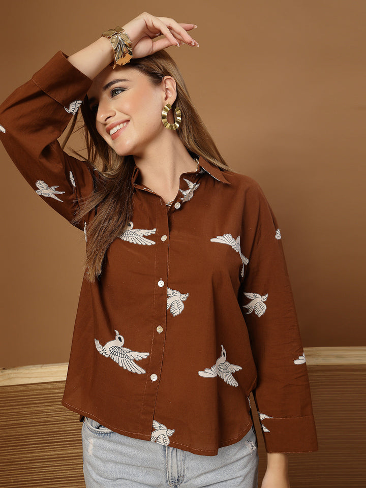 Printed Rayon High-Low Shirt