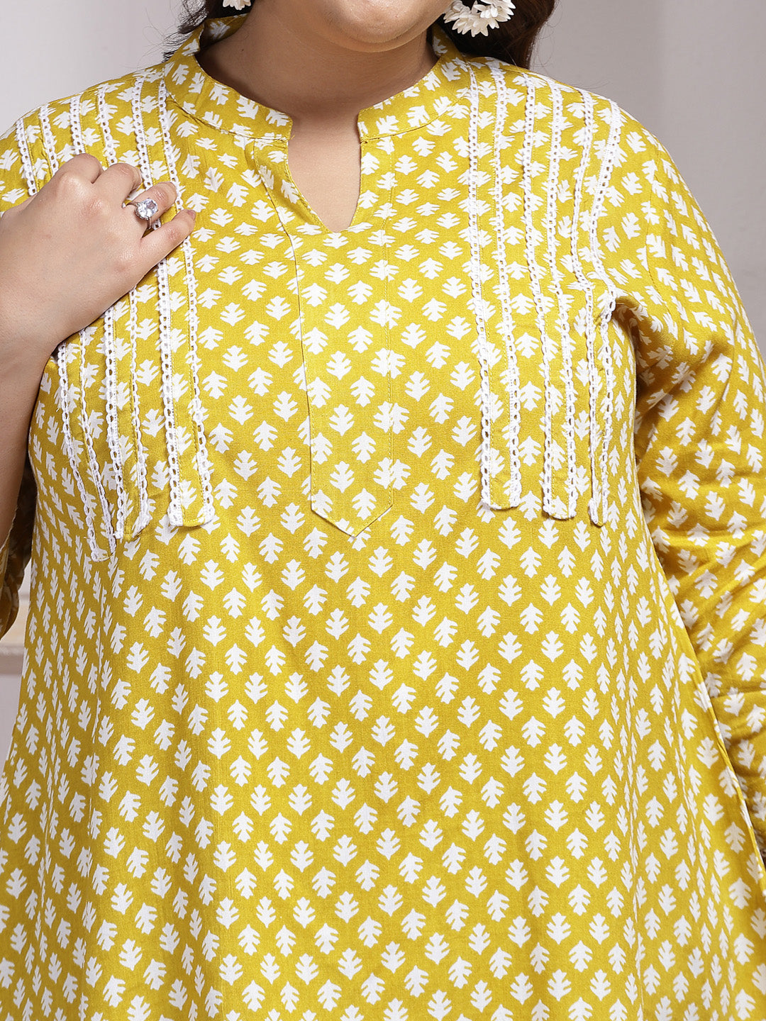 Plus Size Ethnic Motif Printed Rayon Empire Top