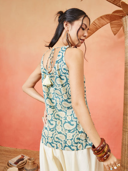 Women's Paisley Printed Rayon Straight Top