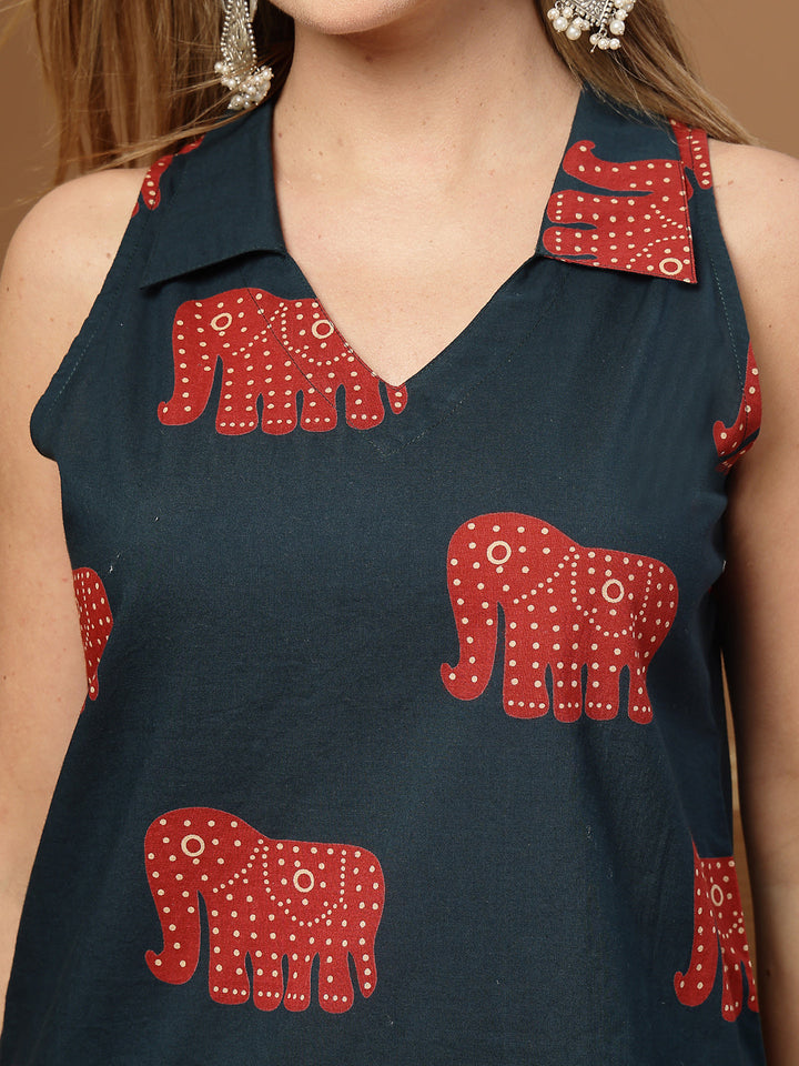 Animal Printed Cotton Straight Top