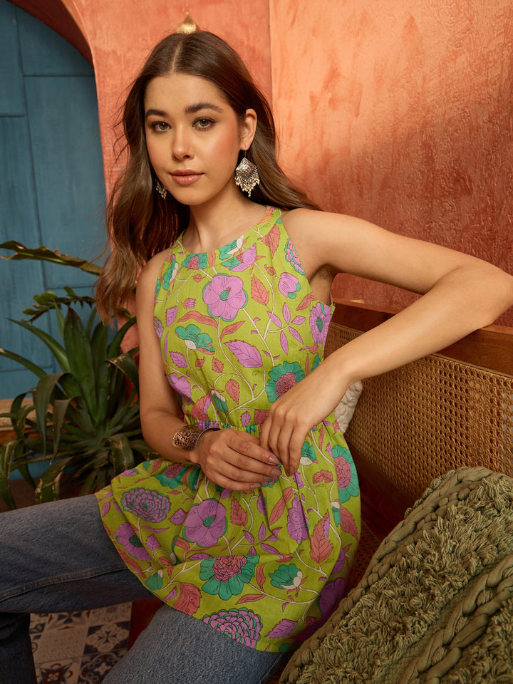 Floral Printed Cotton Empire Top